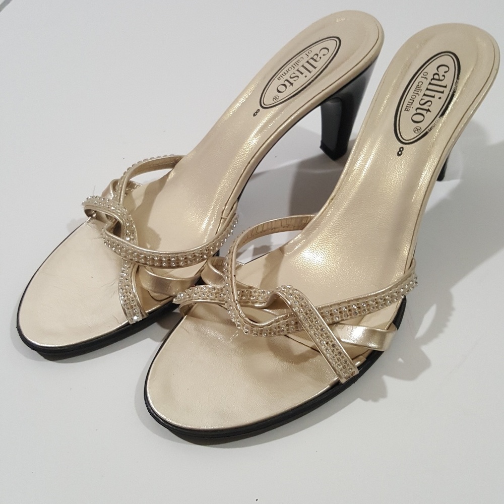 Metallic Slip on Heel size 8